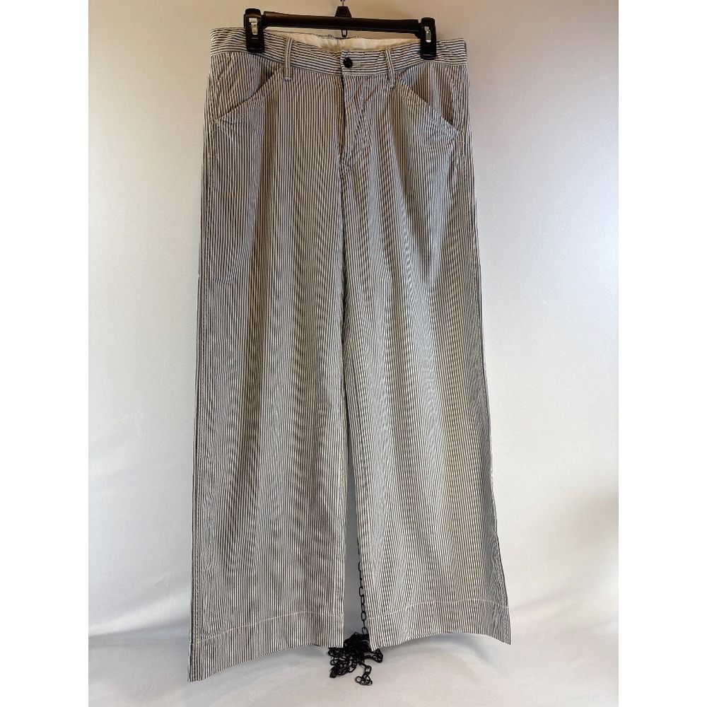 45rpm Studio Indigo Stripe Wide Leg Trouser Japan Cotton Pants M Street Style